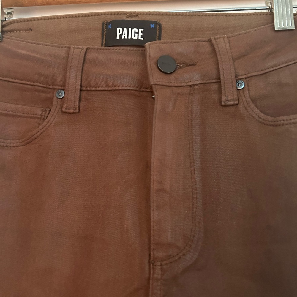 Paige denim- huxton coated cognac jeans